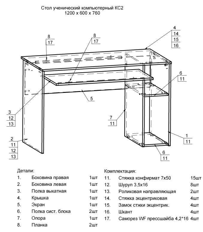 Компьютерный стол инструкция сборки