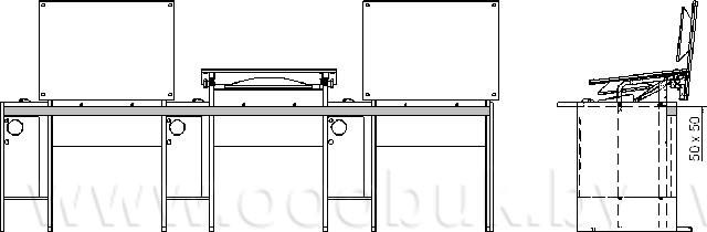 коммутационный короб крепиться к задней стенке стола