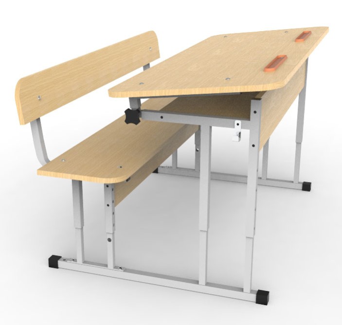 Парта двухместная ученическая со скамейкой ПРВН-2