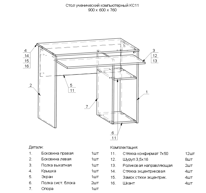 Схема сборки компьютерных столов