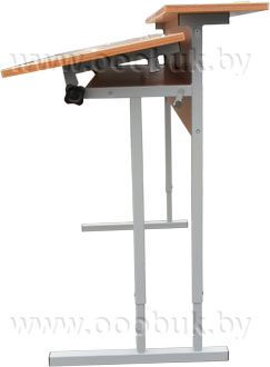 Стол с регулируемой высотой и наклоном крышки стола 2-х местный  СРВН-4. Вид сбоку