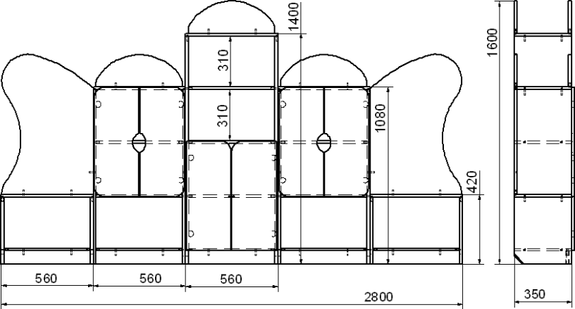 Стеллаж Бабочка - размеры.