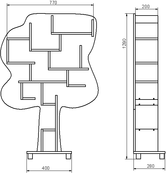 Уголок природы Дерево УПД-1280 - Размеры